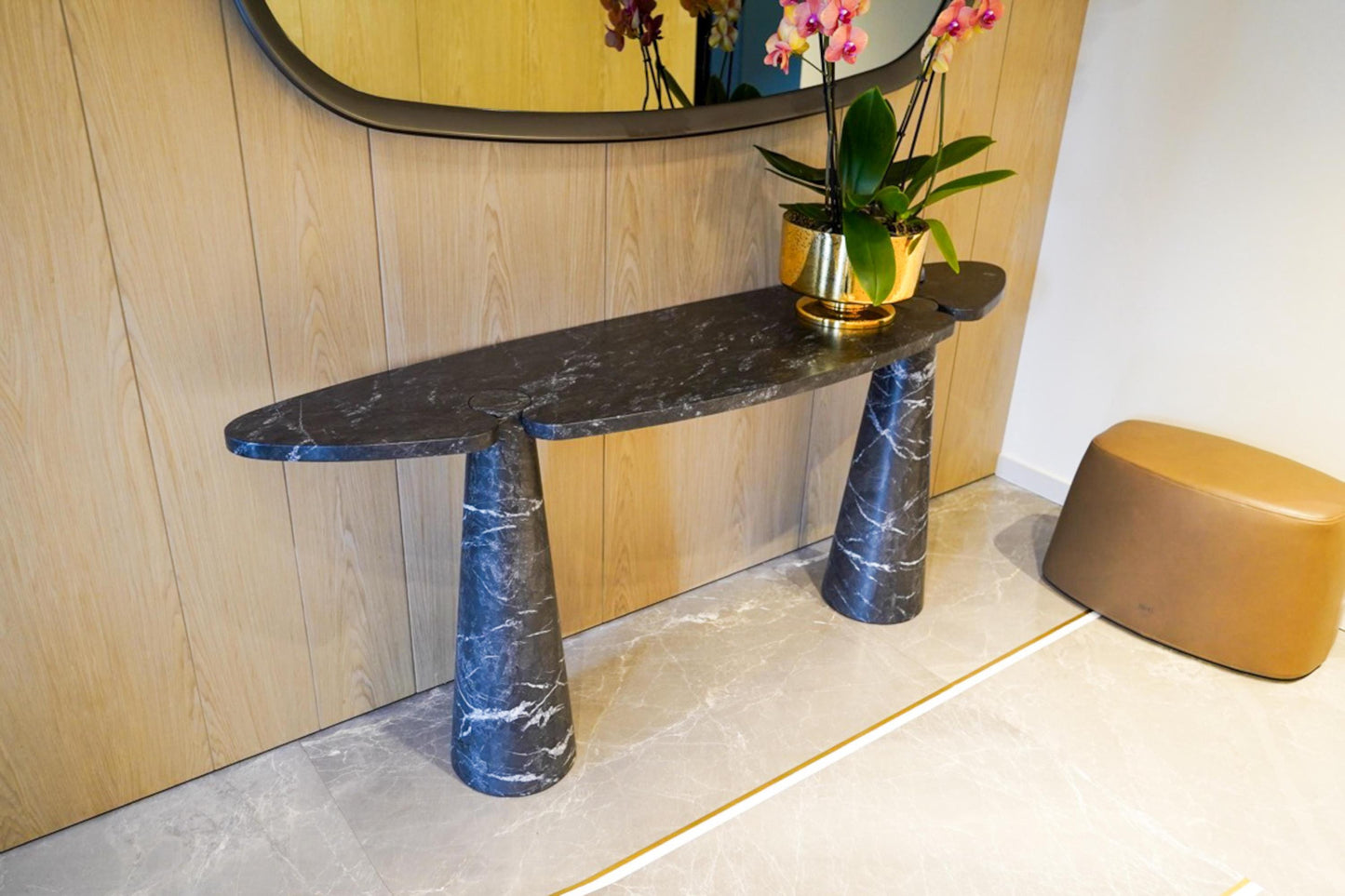 Handmade Alexander Black Marble Console Table, Modern Living Room Furniture