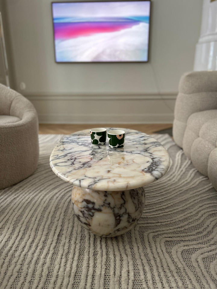 Calacatta Viola Marble Coffee Table, Oval Center Table