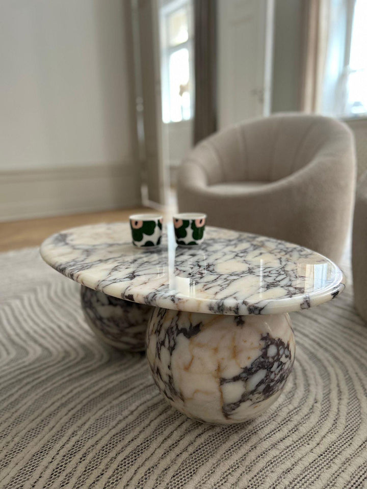 Calacatta Viola Marble Coffee Table, Oval Center Table