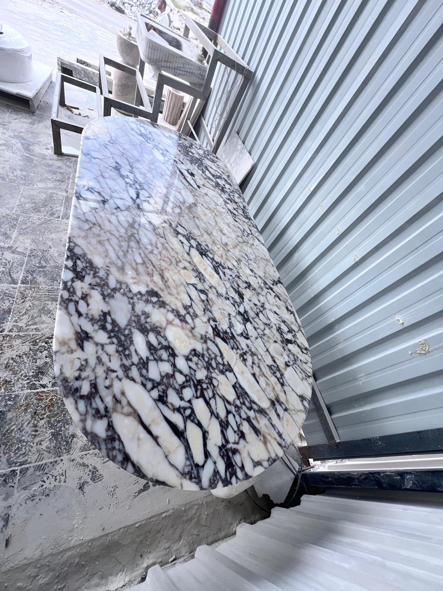 Custom Order Calacatta Viola Marble Stone Living Room Handmade Oval Dining Table
