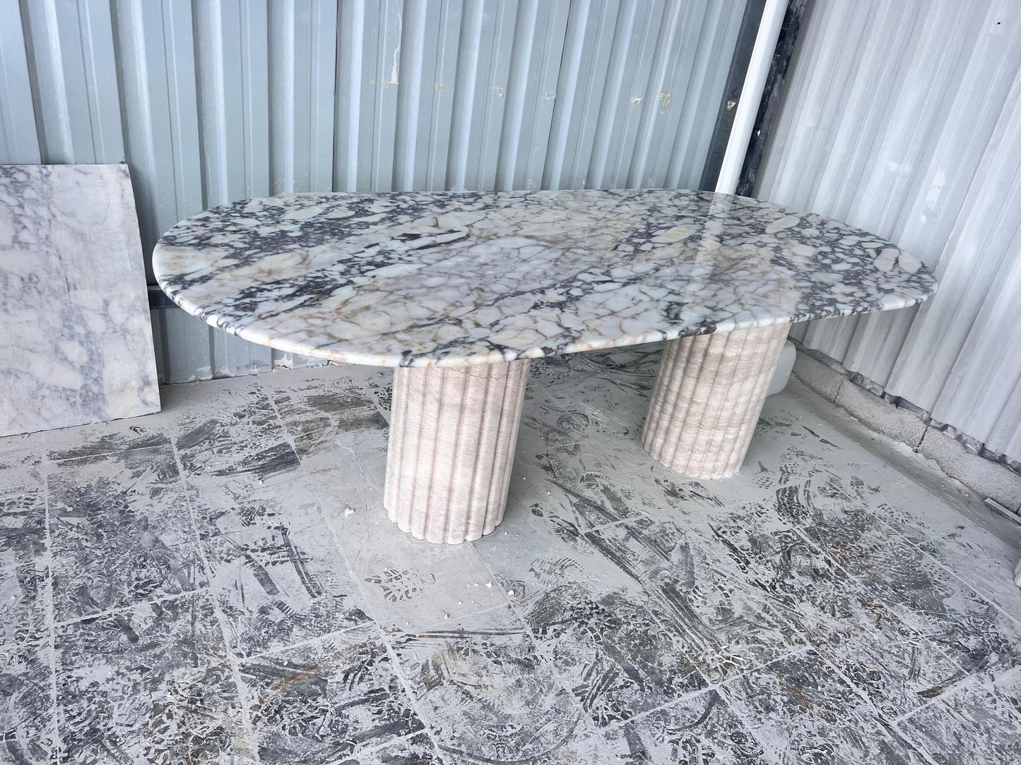Custom Order Calacatta Viola Marble Stone Living Room Handmade Oval Dining Table