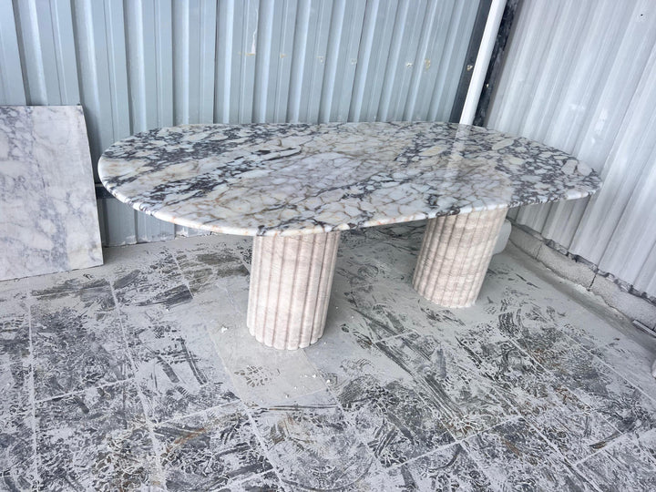 Custom Order Calacatta Viola Marble Stone Living Room Handmade Oval Dining Table