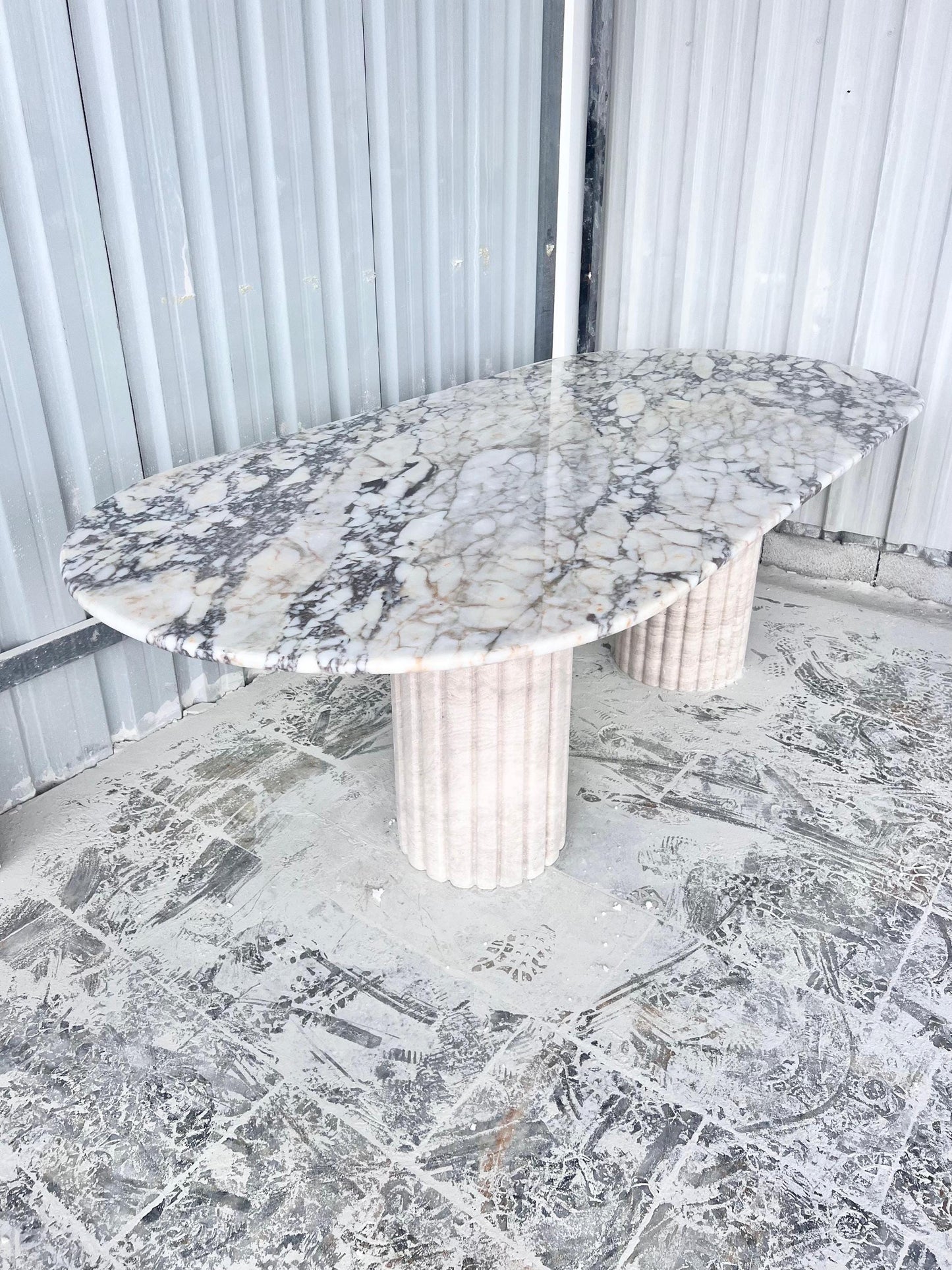 Custom Order Calacatta Viola Marble Stone Living Room Handmade Oval Dining Table