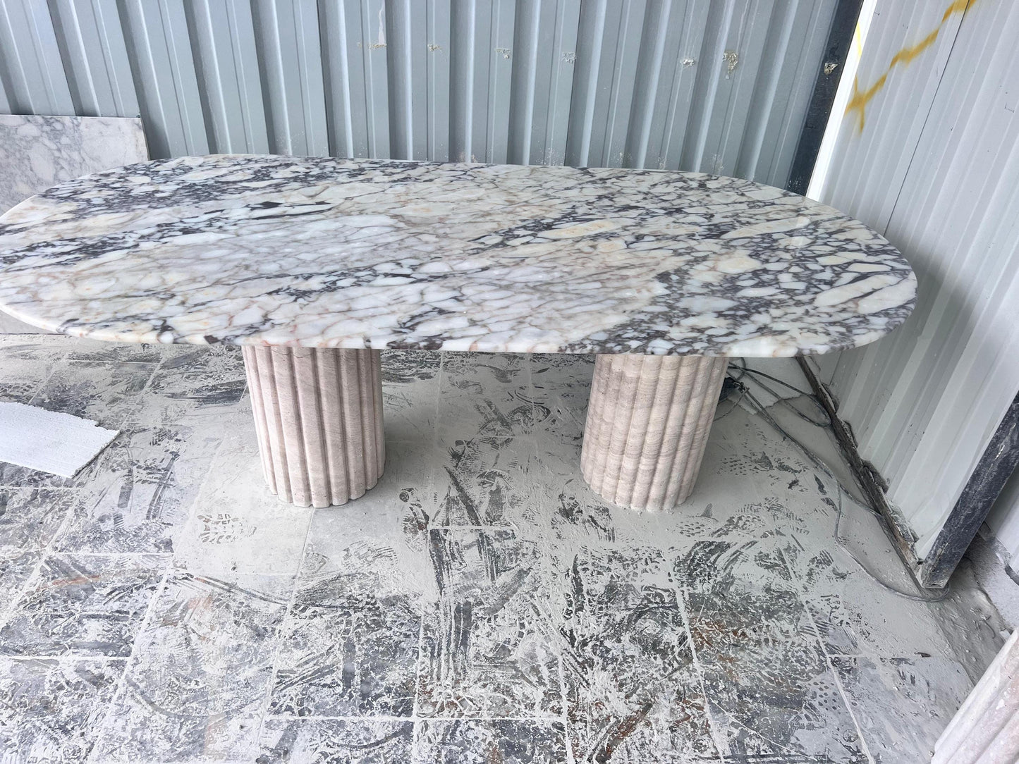Custom Order Calacatta Viola Marble Stone Living Room Handmade Oval Dining Table