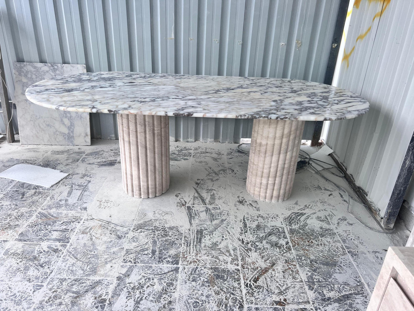 Custom Order Calacatta Viola Marble Stone Living Room Handmade Oval Dining Table