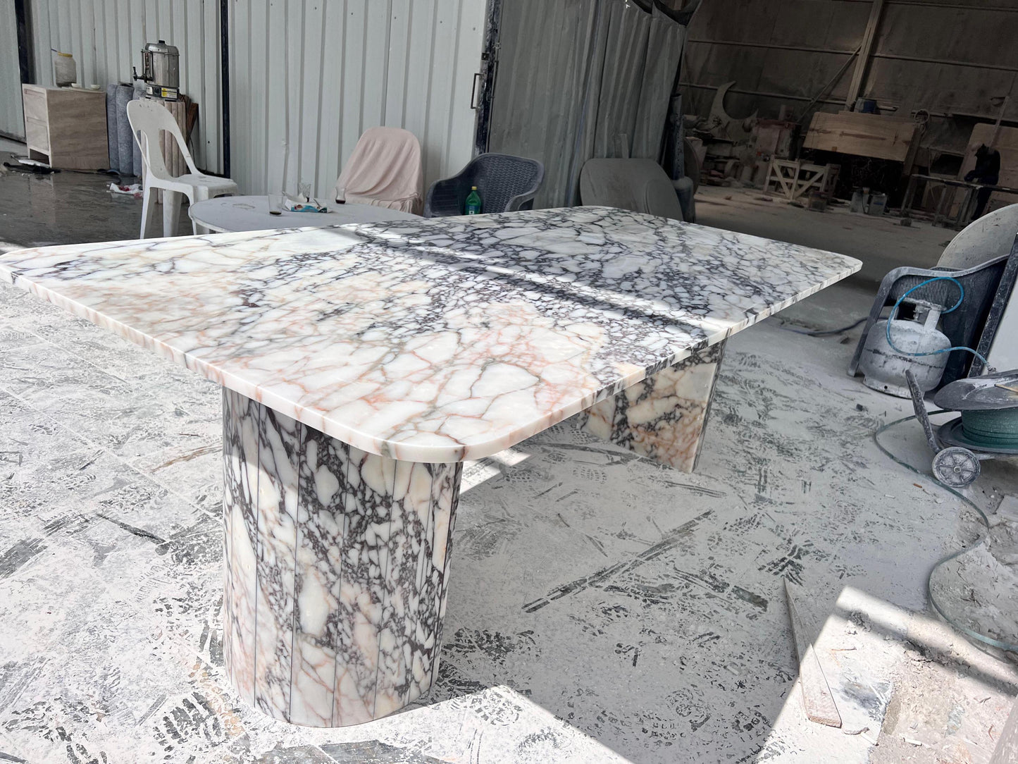 Custom Calacatta Viola Marble Dining Table, Handcrafted Kitchen Table