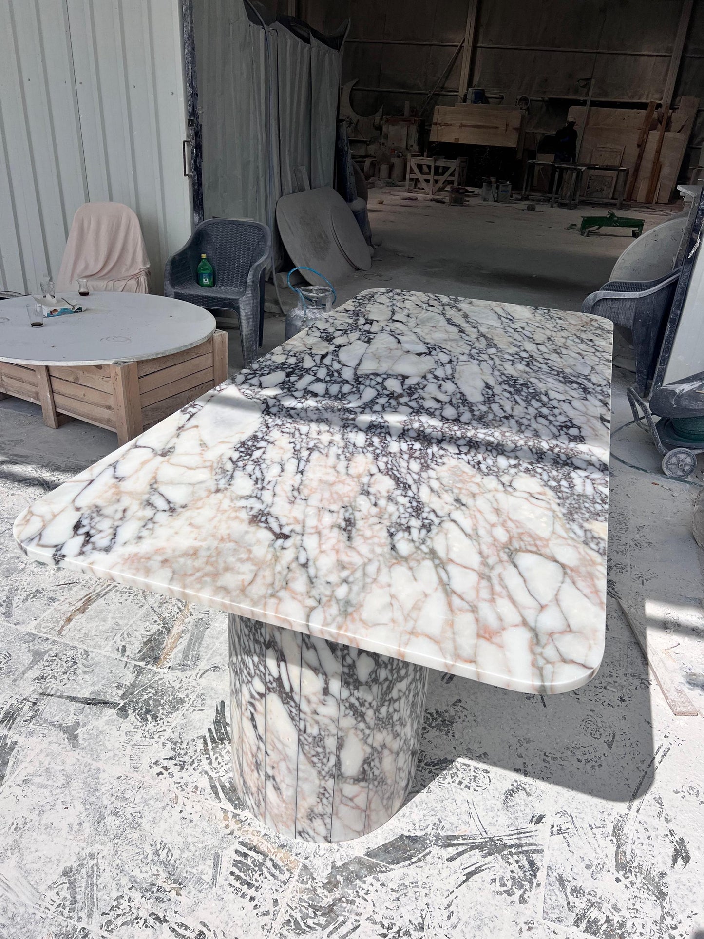 Custom Calacatta Viola Marble Dining Table, Handcrafted Kitchen Table