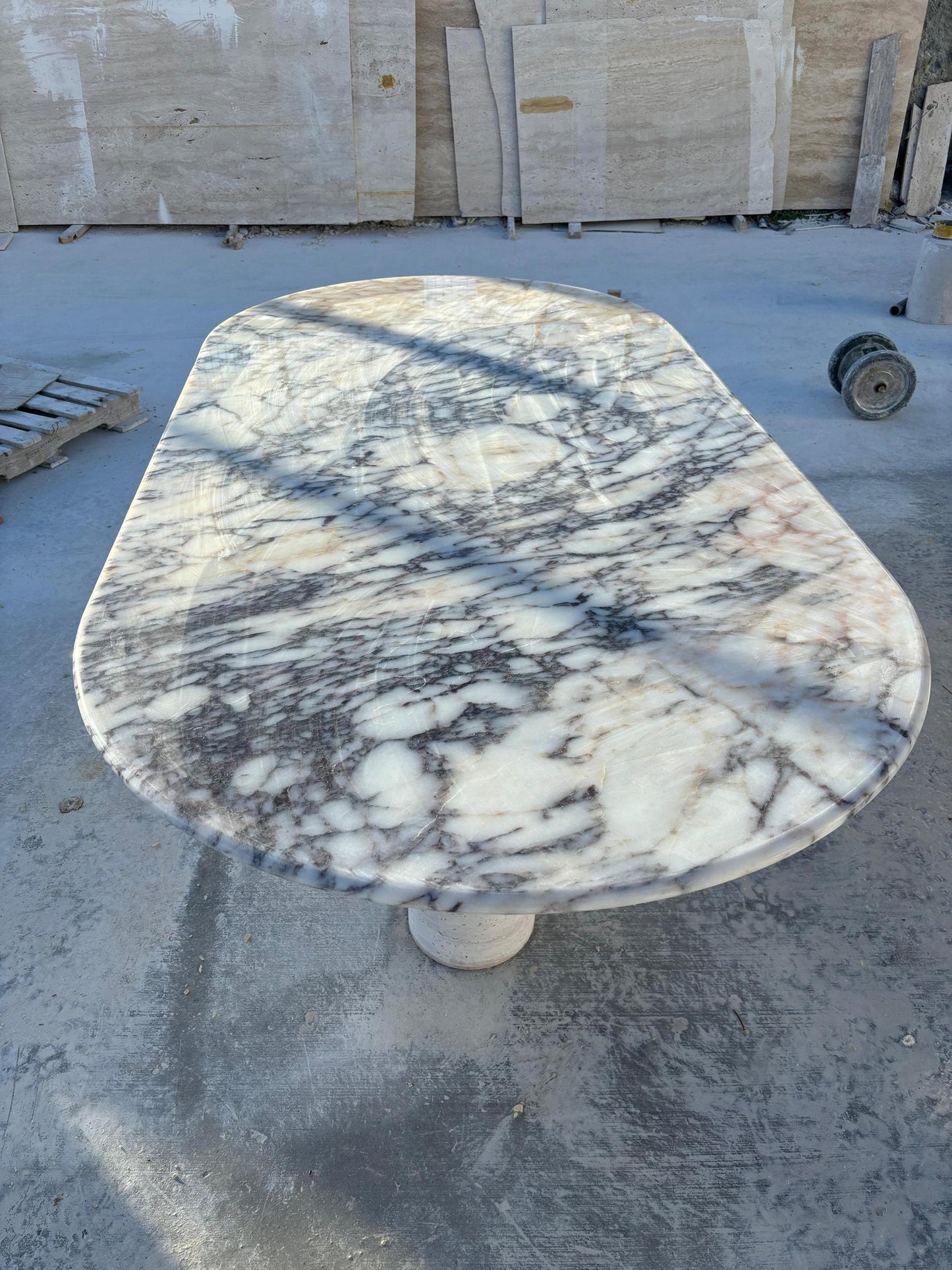 Custom Calacatta Viola Marble Dining Table, Italian Stone, Oval or Rectangular