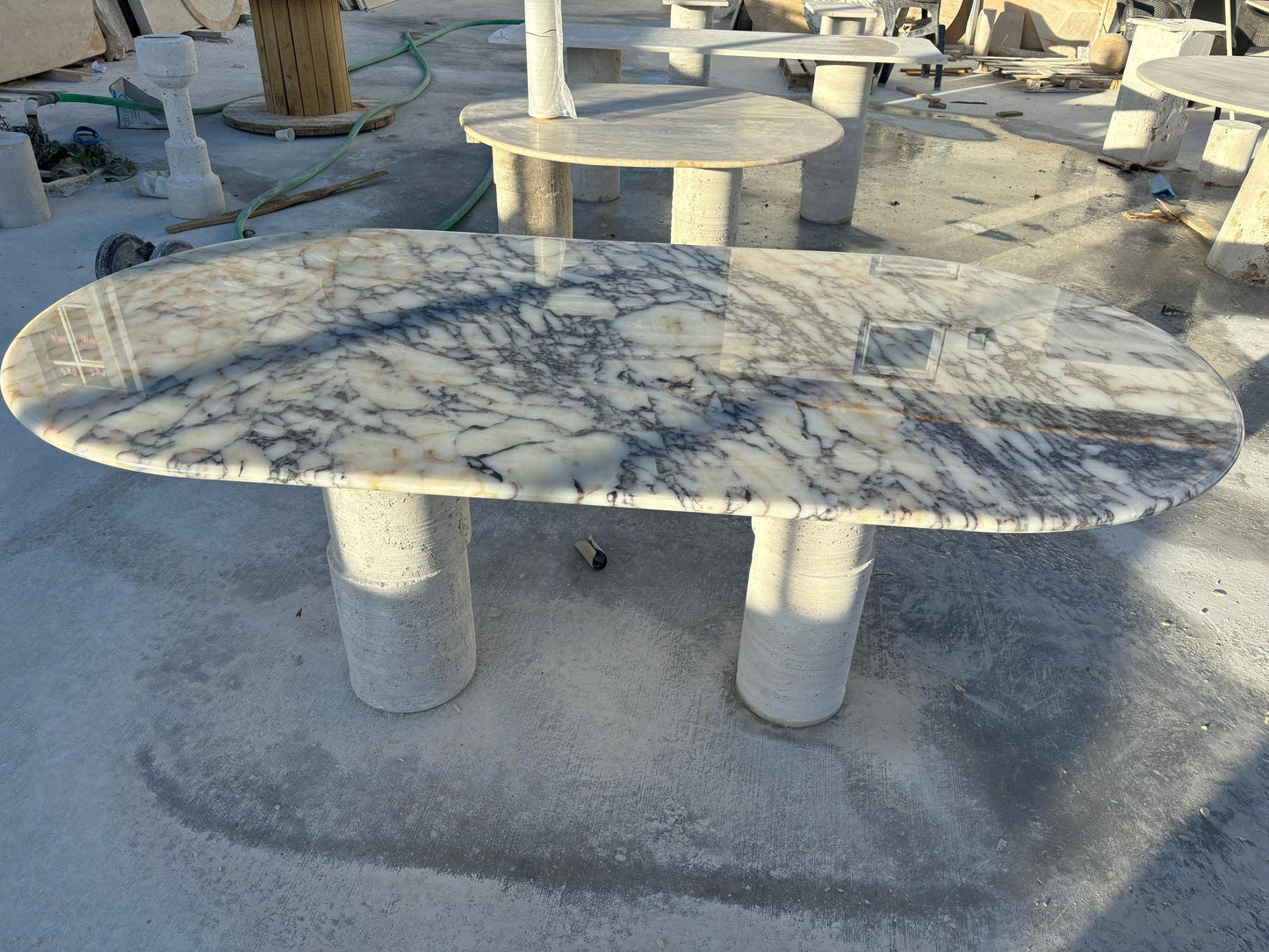 Custom Calacatta Viola Marble Dining Table, Italian Stone, Oval or Rectangular