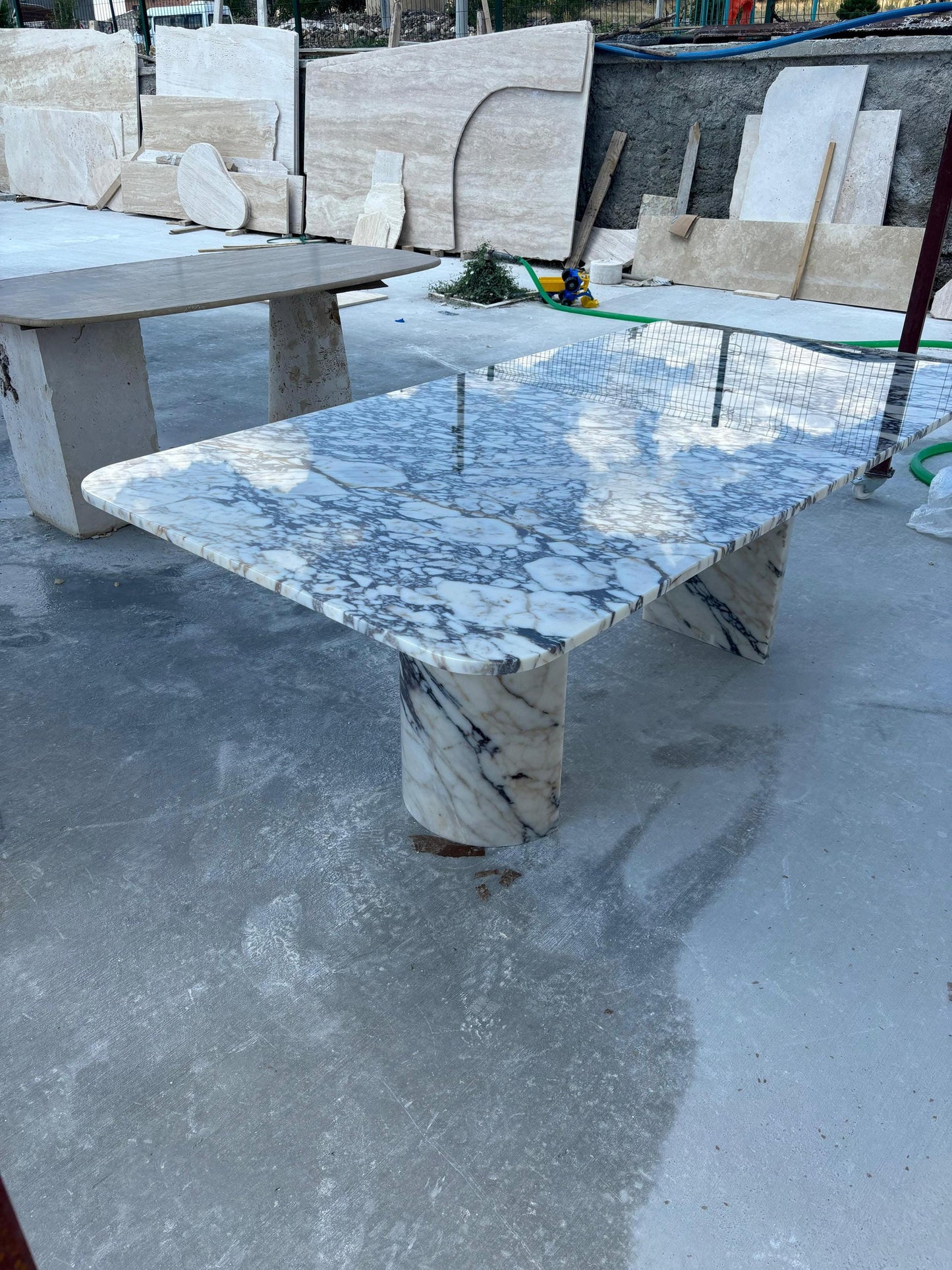 Custom Calacatta Viola Marble Dining Table, Italian Stone, Oval or Rectangular