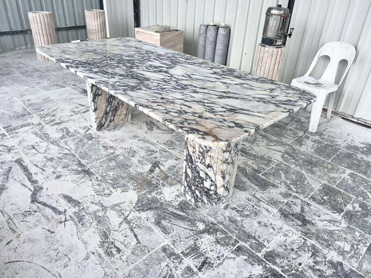 Calacatta Viola Marble Dining Table, Handmade Natural Stone, Custom Size