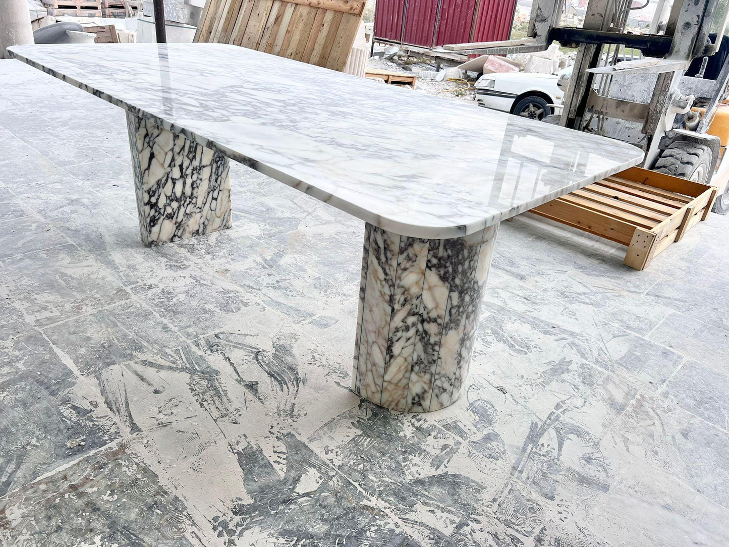 Calacatta Viola Marble Dining Table, Handmade Natural Stone, Custom Size