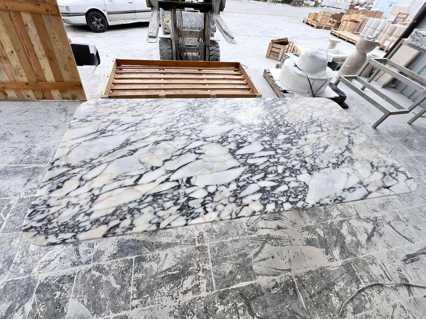 Calacatta Viola Marble Dining Table, Handmade Natural Stone, Custom Size