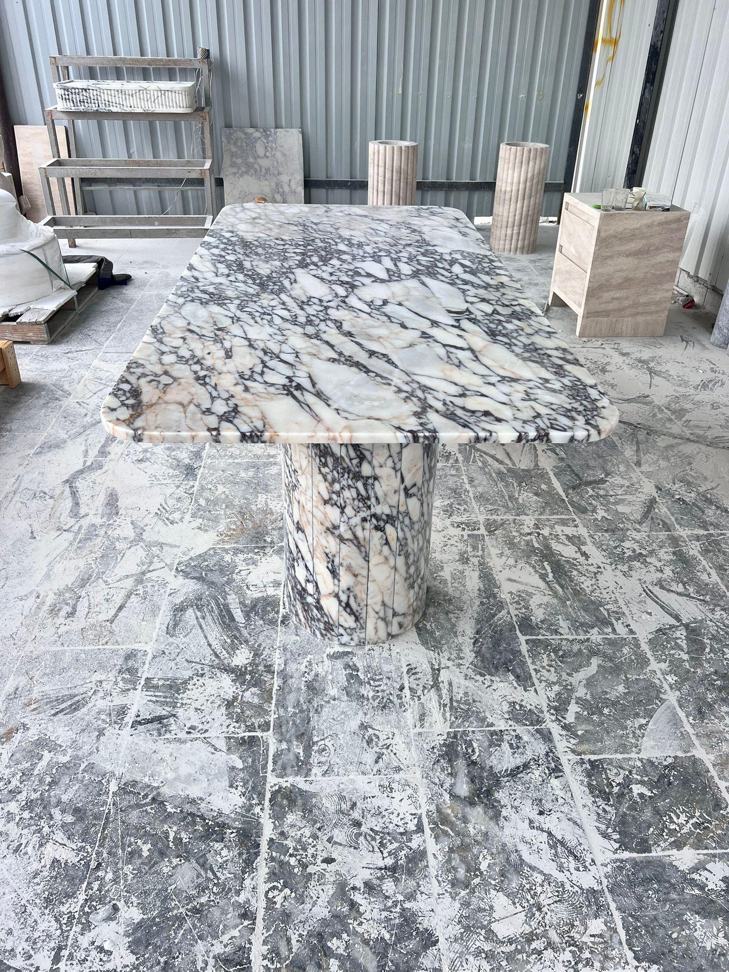 Calacatta Viola Marble Dining Table, Handmade Natural Stone, Custom Size