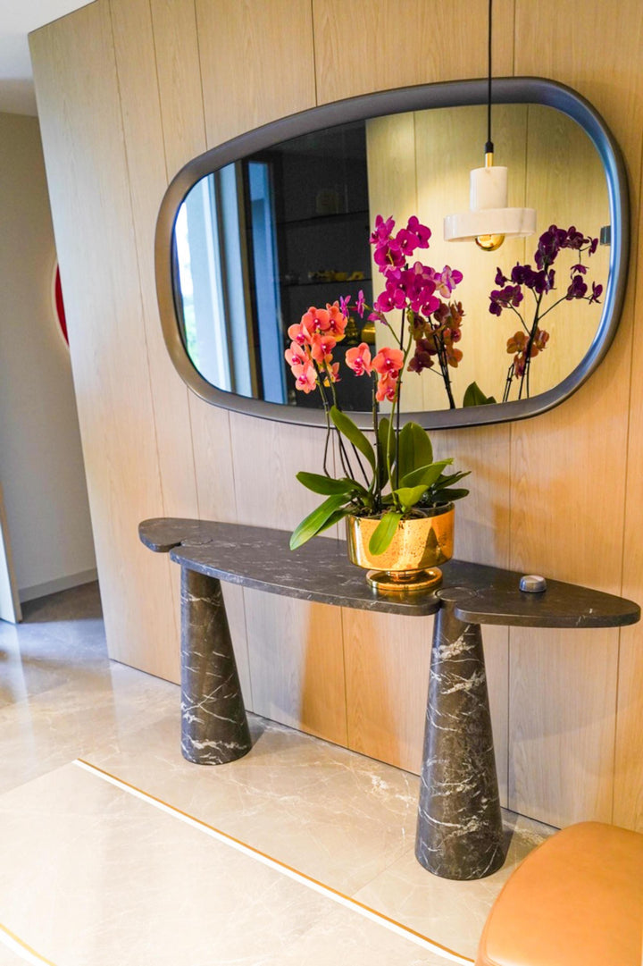Handmade Alexander Black Marble Console Table, Modern Living Room Furniture