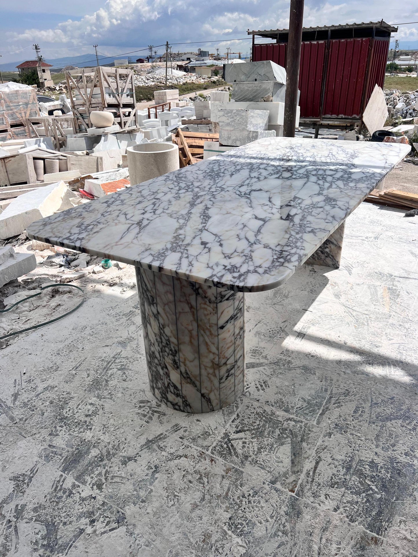 Custom Calacatta Viola Marble Dining Table, Handcrafted Kitchen Table