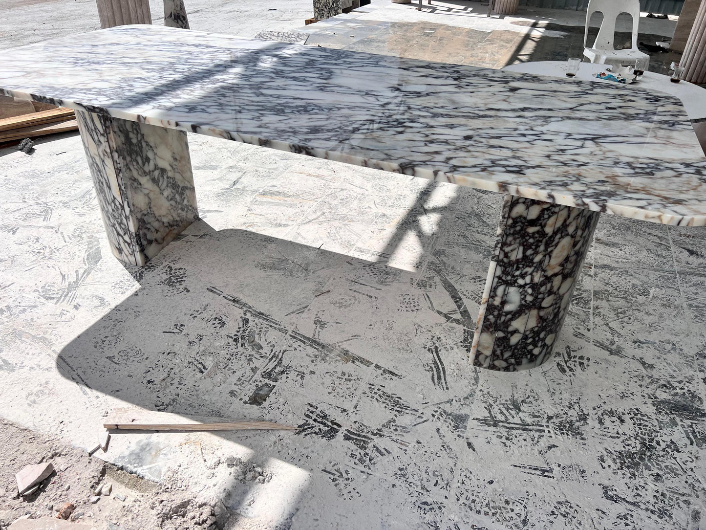 Custom Calacatta Viola Marble Dining Table, Handcrafted Kitchen Table