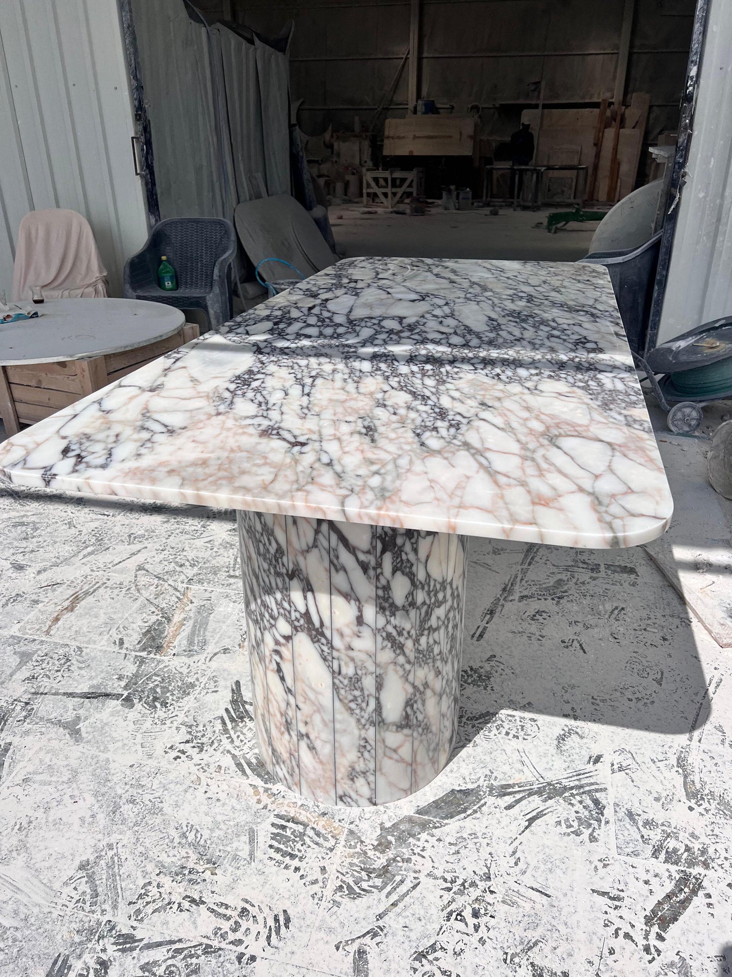 Custom Calacatta Viola Marble Dining Table, Handcrafted Kitchen Table