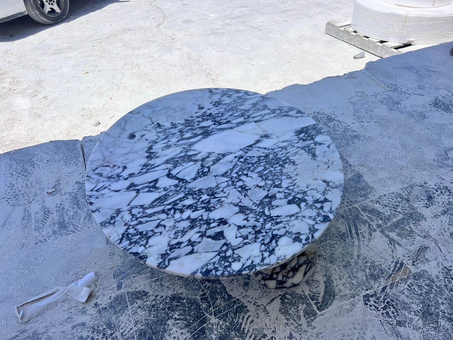Calacatta Viola Marble Coffee Table, Round Side Table, Handmade
