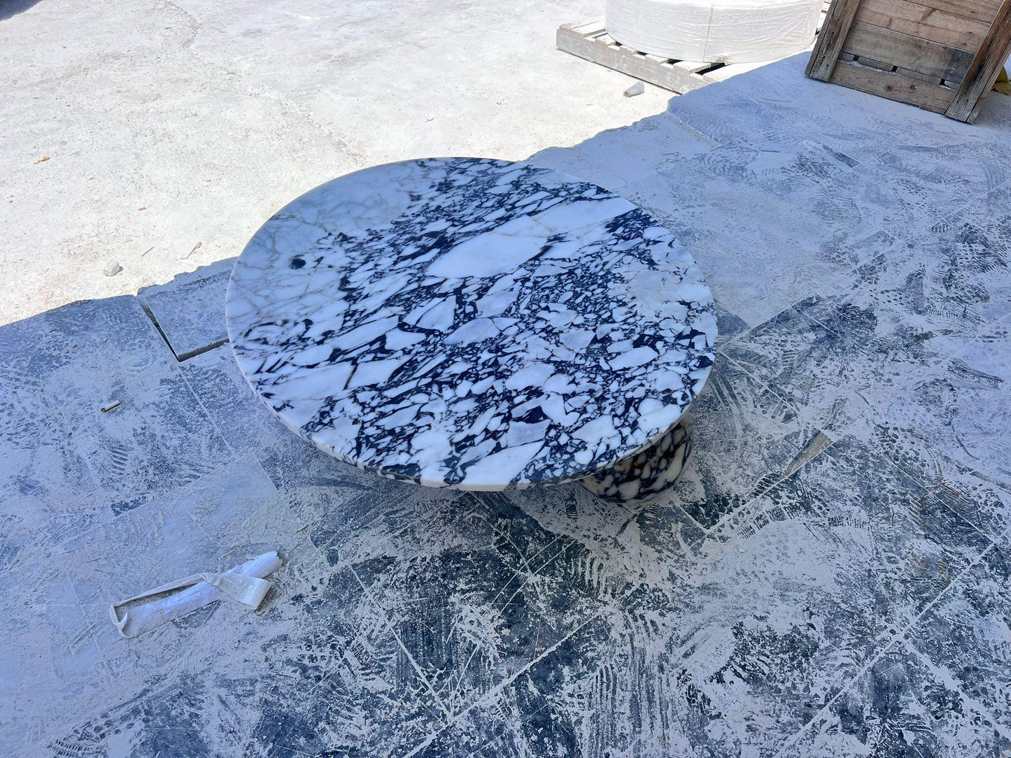 Calacatta Viola Marble Coffee Table, Round Side Table, Handmade