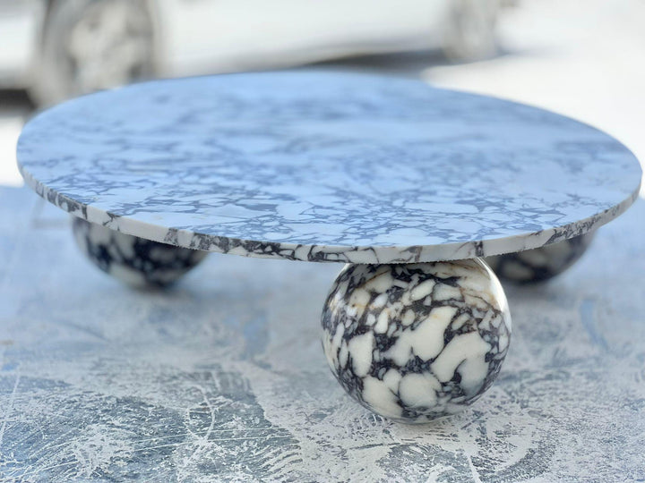 Calacatta Viola Marble Coffee Table, Round Side Table, Handmade