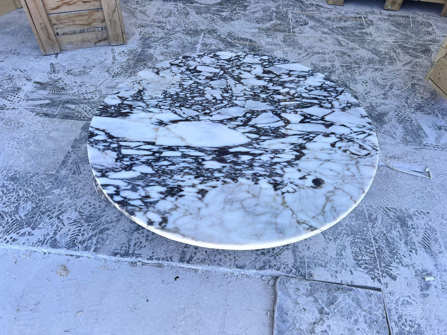 Calacatta Viola Marble Coffee Table, Round Side Table, Handmade