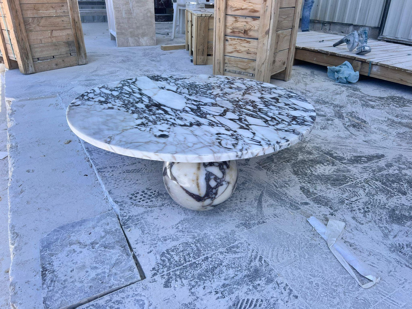 Calacatta Viola Marble Coffee Table, Round Side Table, Handmade