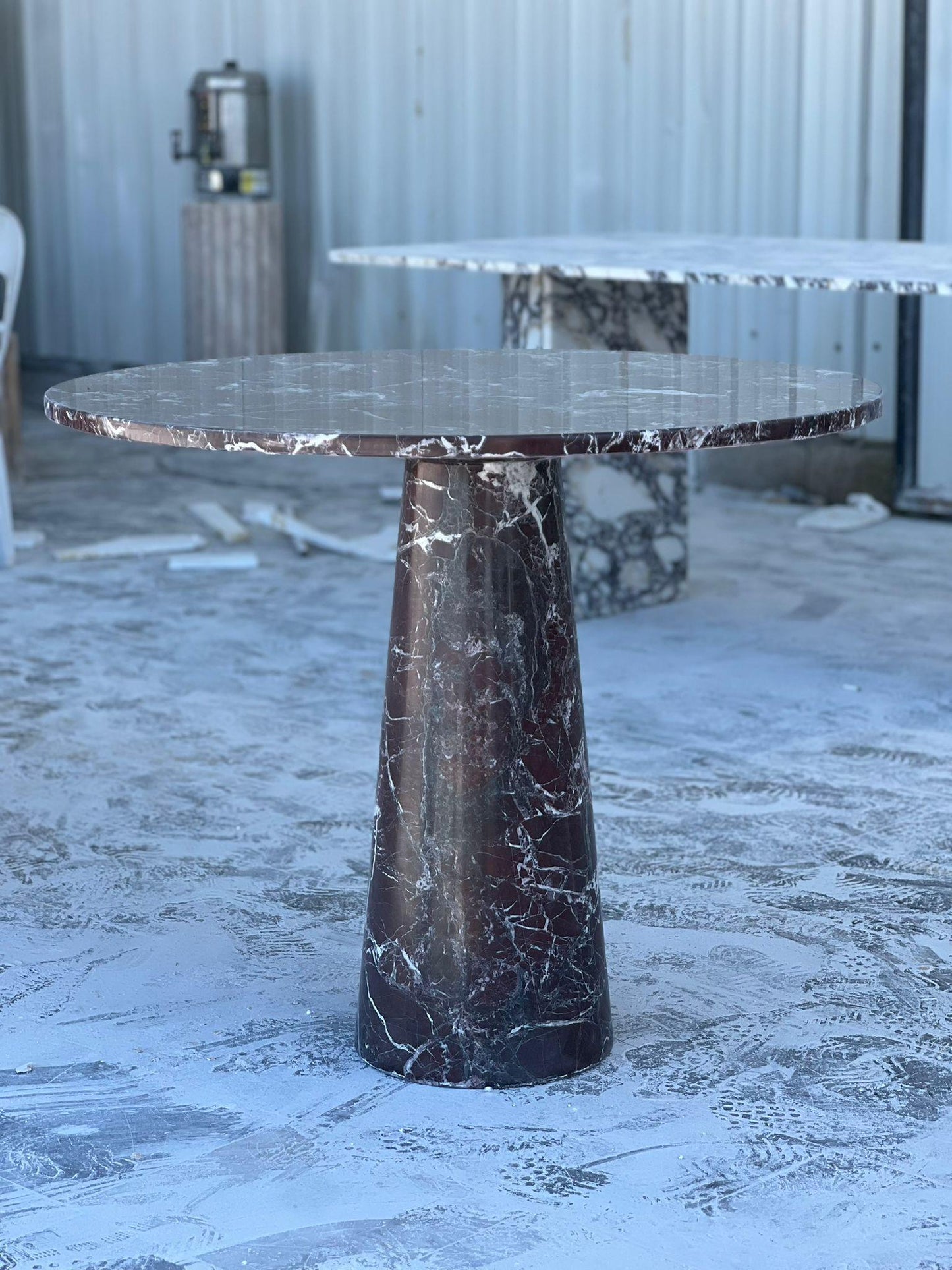 Handmade Rosso Levanto Marble Dining Table – Round Conical Base