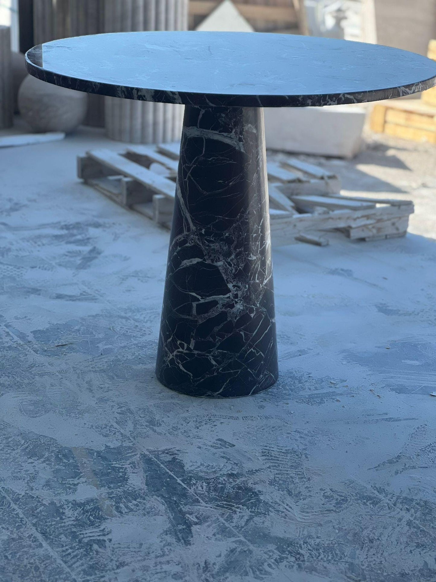 Handmade Rosso Levanto Marble Dining Table – Round Conical Base