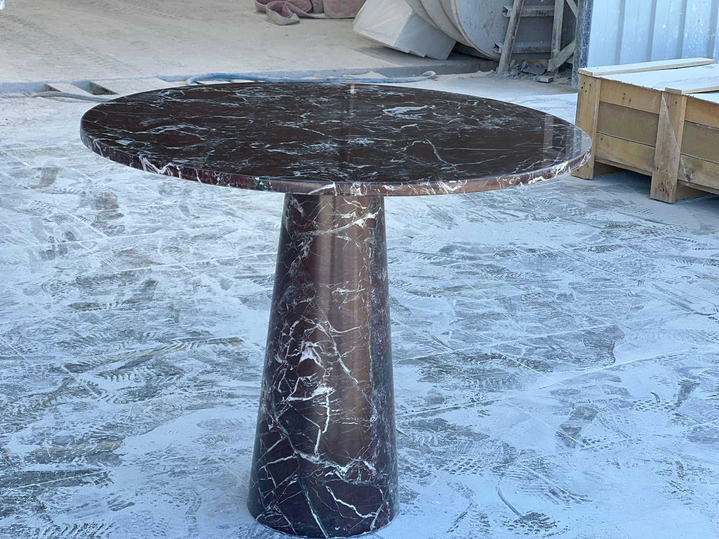 Handmade Rosso Levanto Marble Dining Table – Round Conical Base