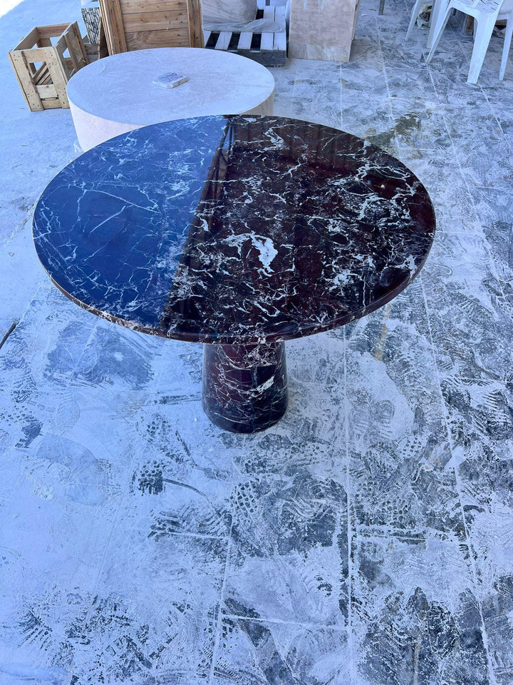 Handmade Rosso Levanto Marble Dining Table – Round Conical Base