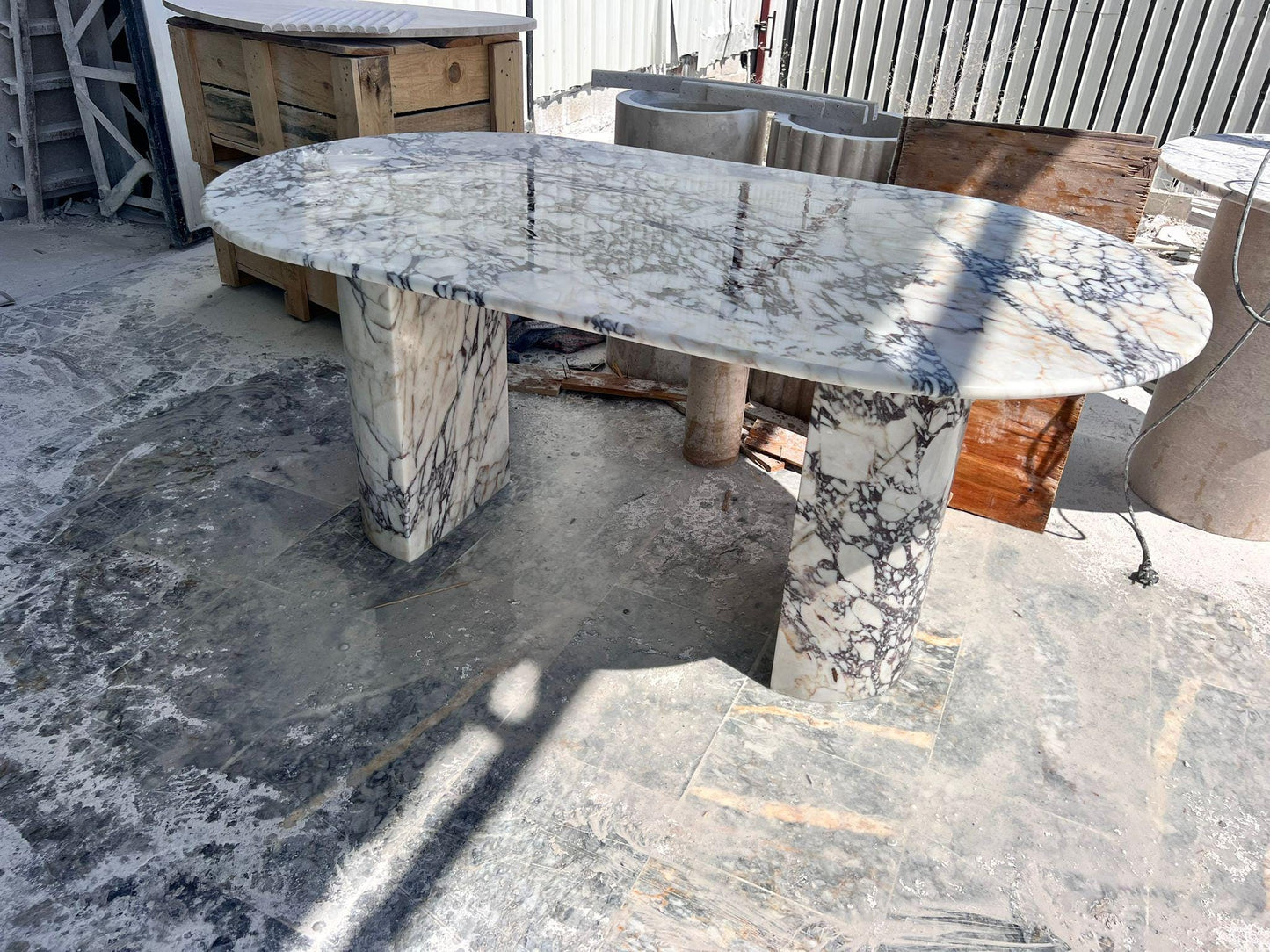 Custom Calacatta Viola Marble Dining Table – Modern Luxury