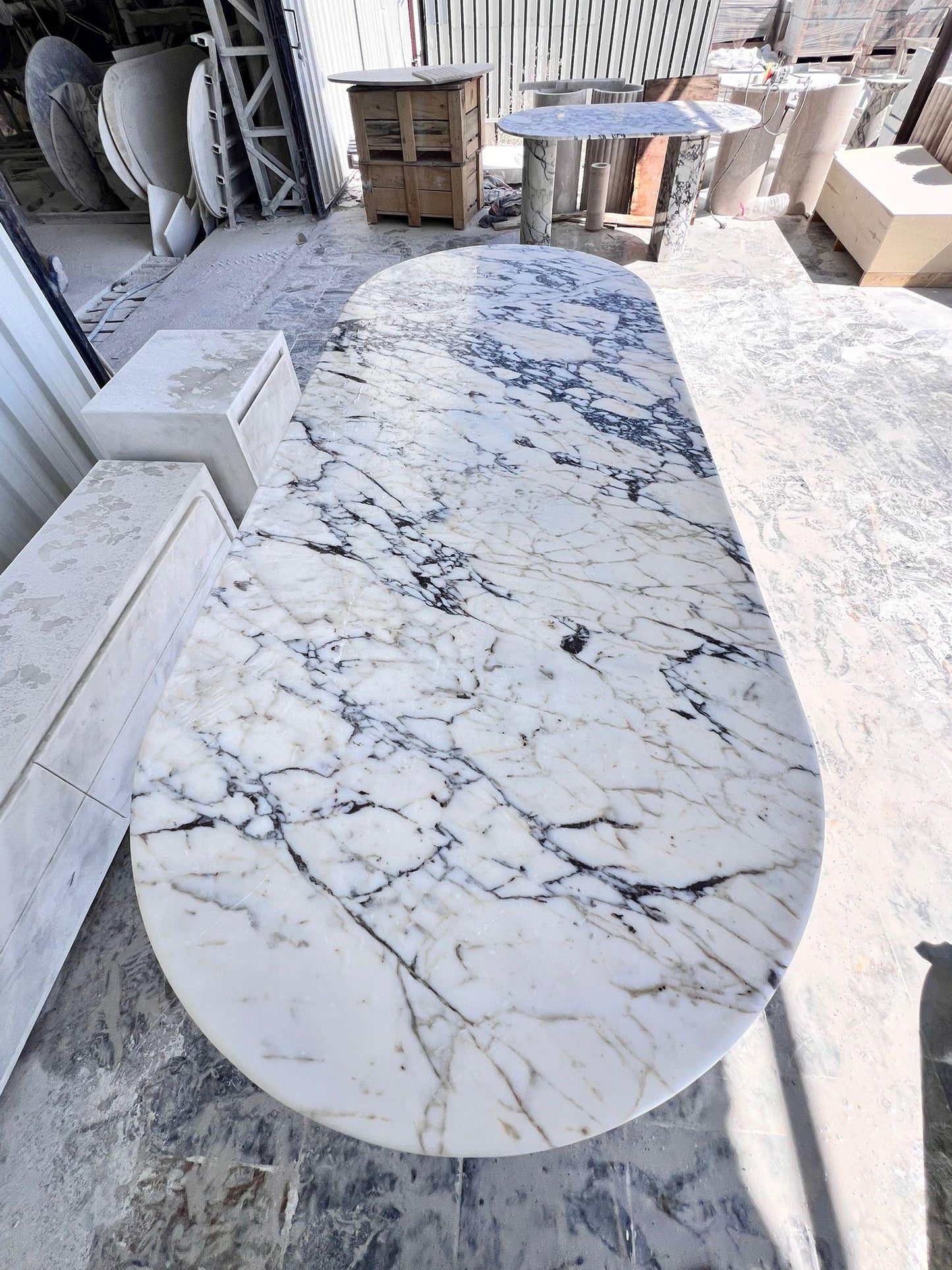 Custom Calacatta Viola Marble Dining Table – Modern Luxury