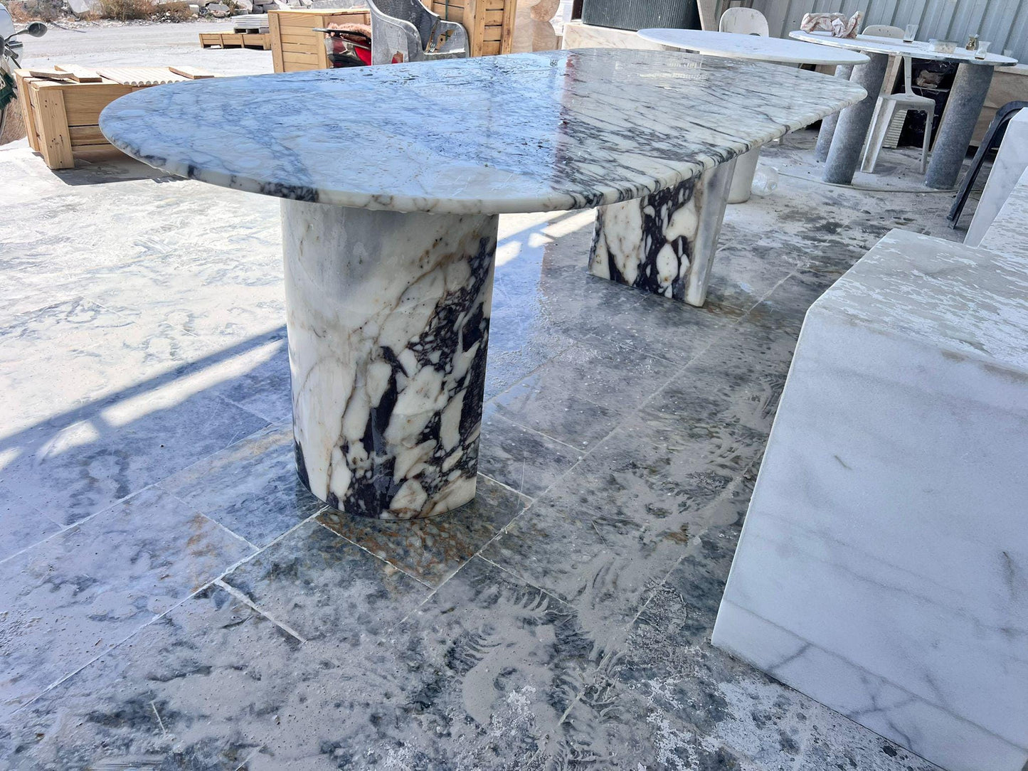 Custom Calacatta Viola Marble Dining Table – Modern Luxury