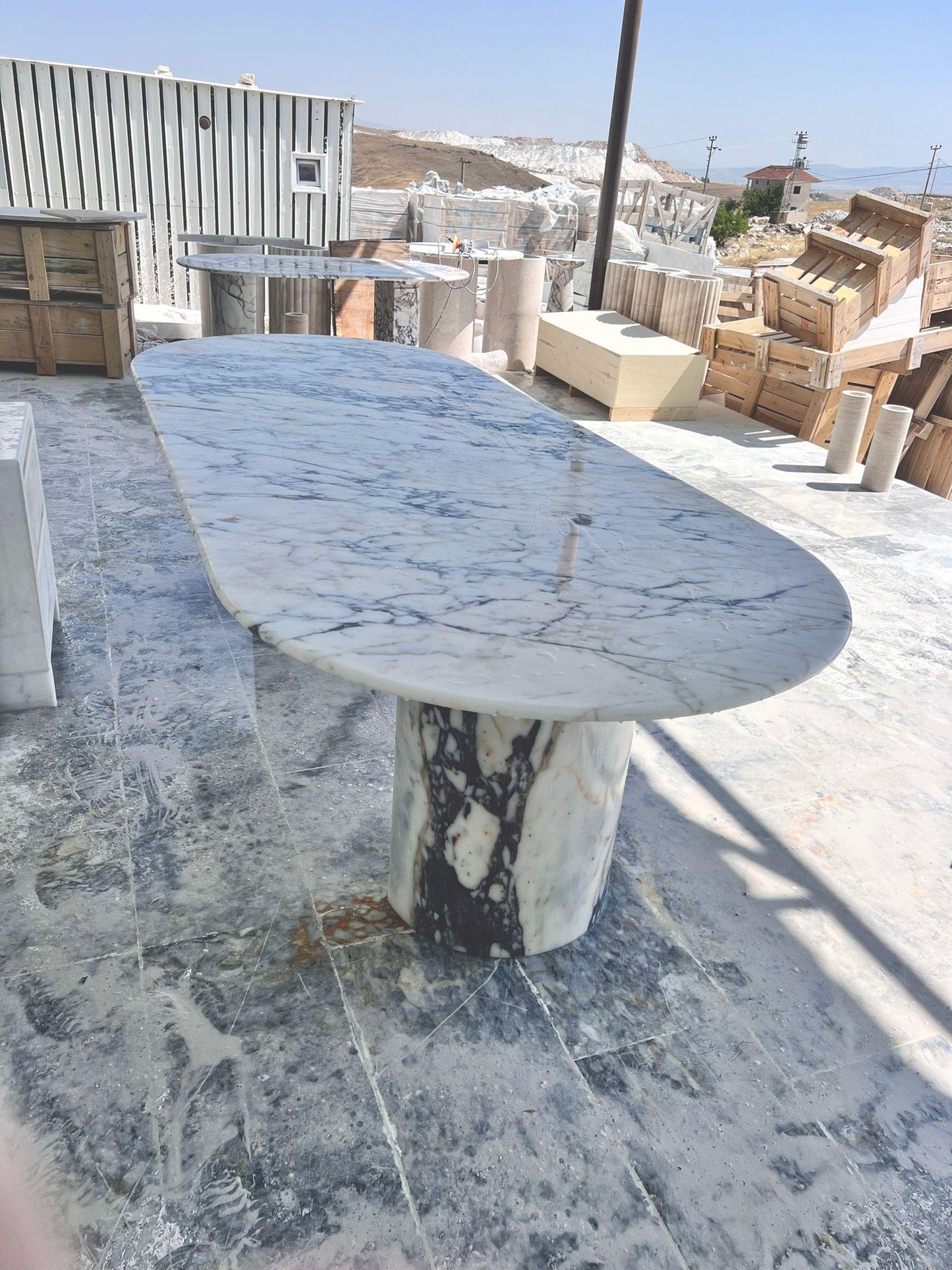 Custom Calacatta Viola Marble Dining Table – Modern Luxury