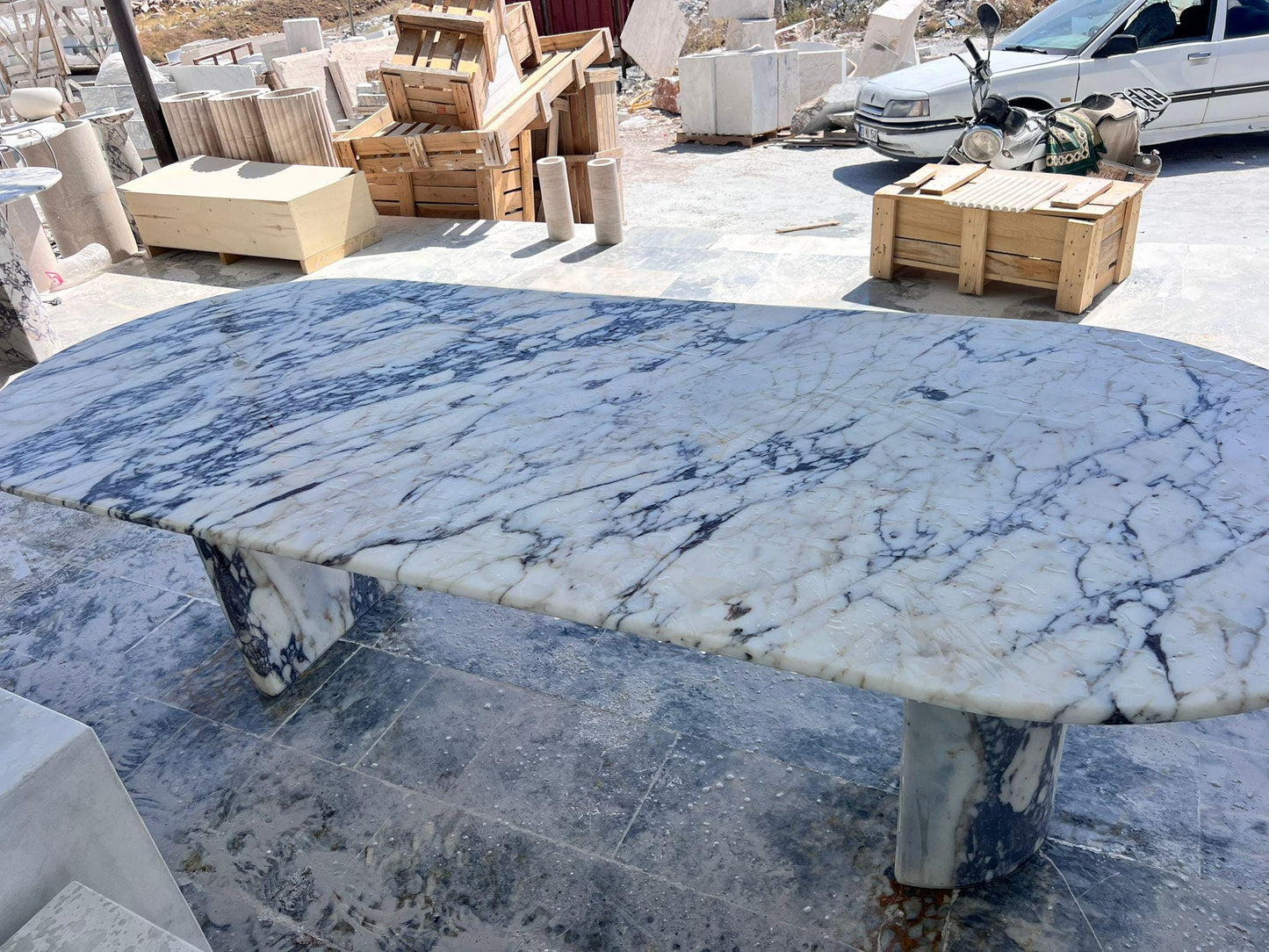 Custom Calacatta Viola Marble Dining Table – Modern Luxury