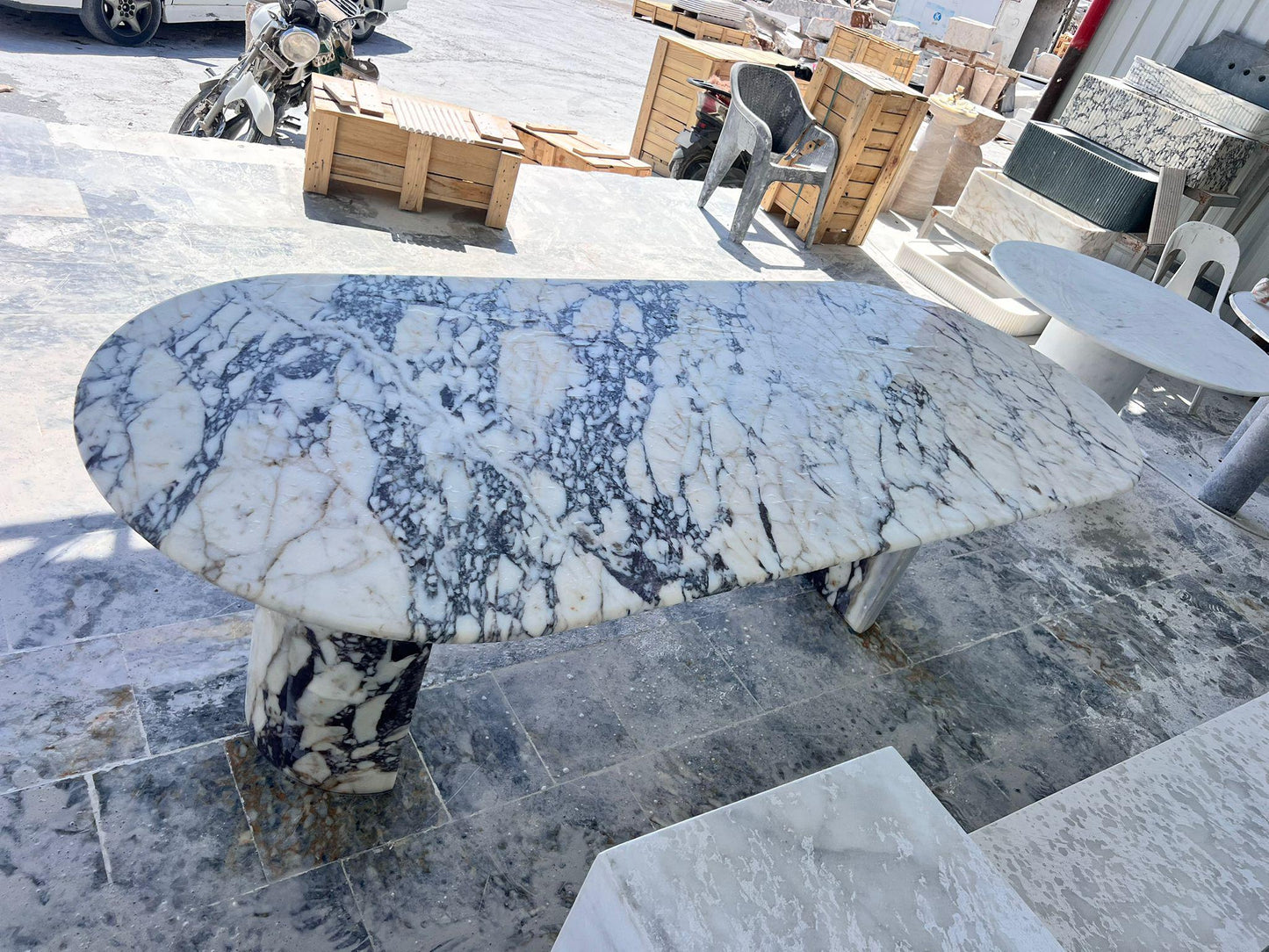 Custom Calacatta Viola Marble Dining Table – Modern Luxury