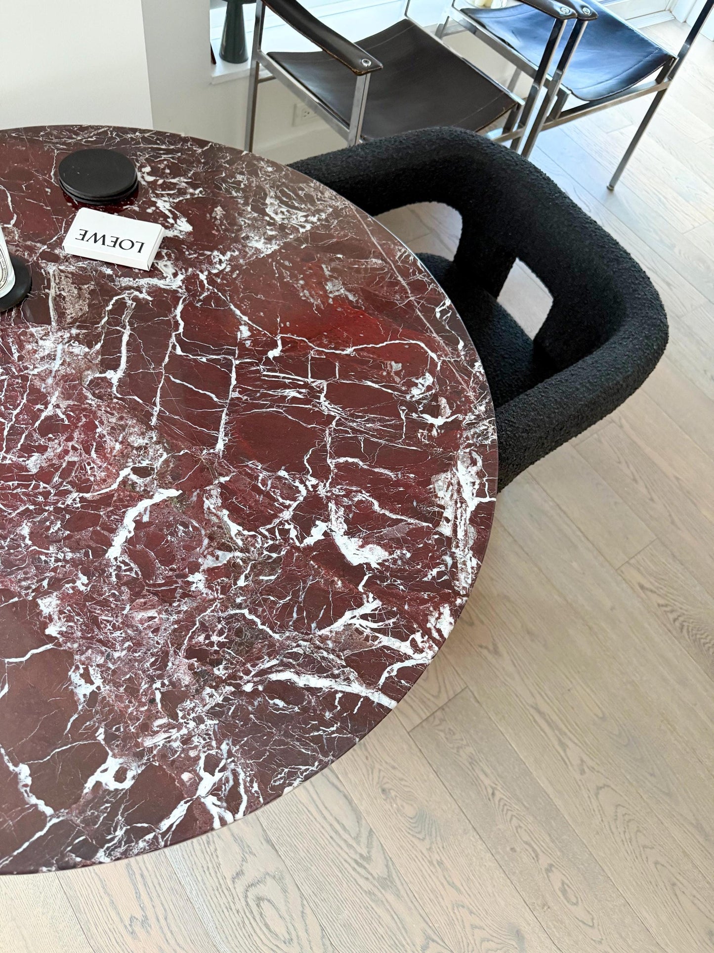Rosso Levanto Marble Round Dining Table – Handmade Kitchen Table