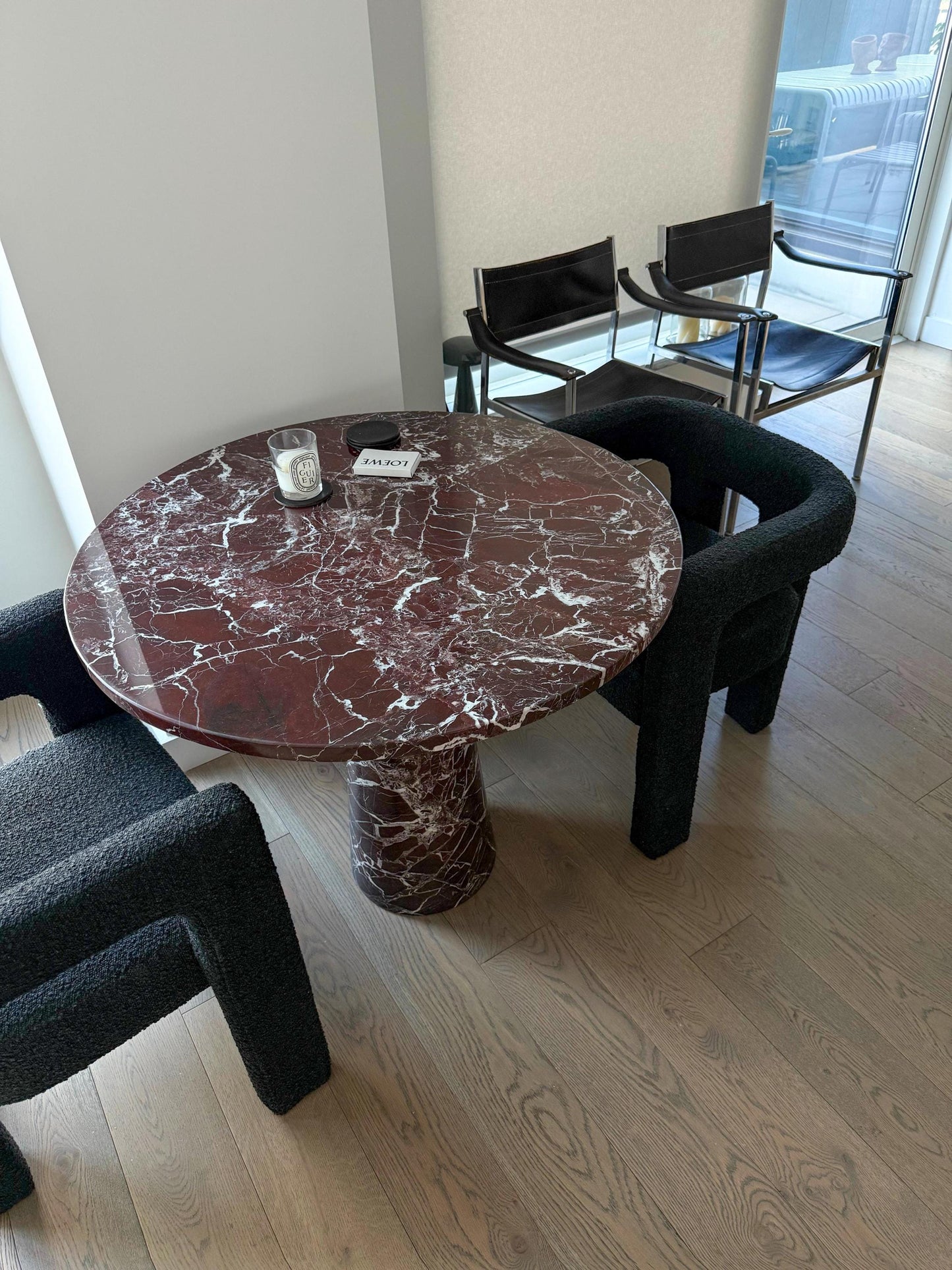 Rosso Levanto Marble Round Dining Table – Handmade Kitchen Table