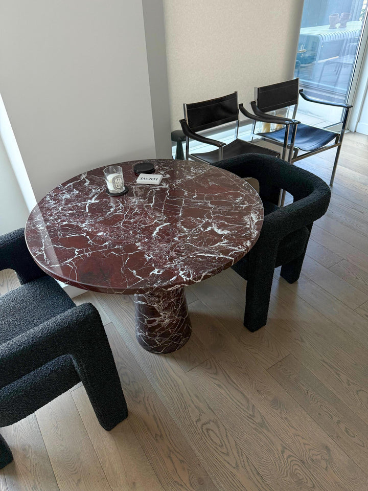 Rosso Levanto Marble Round Dining Table – Handmade Kitchen Table