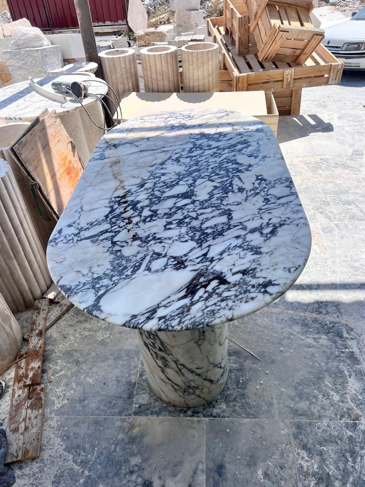 Calacatta Viola Marble Dining Table – Italian Purple Veined Stone