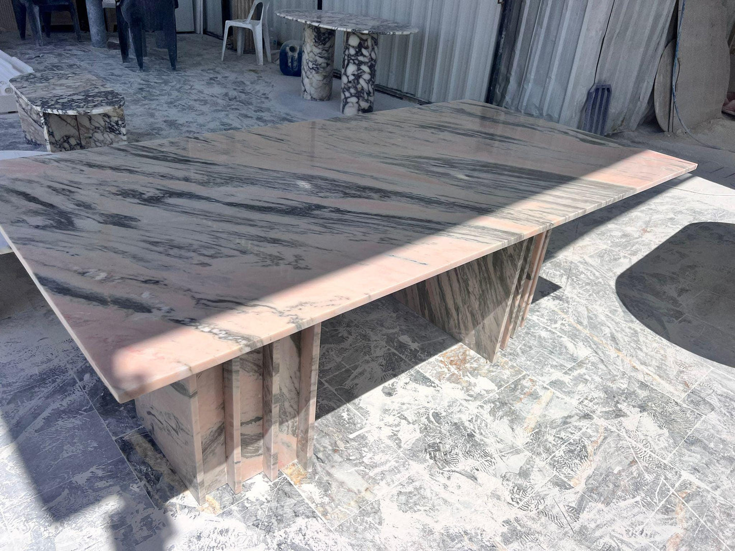 Custom Pink Marble Dining Table: Handmade Living Room Natural Office Table