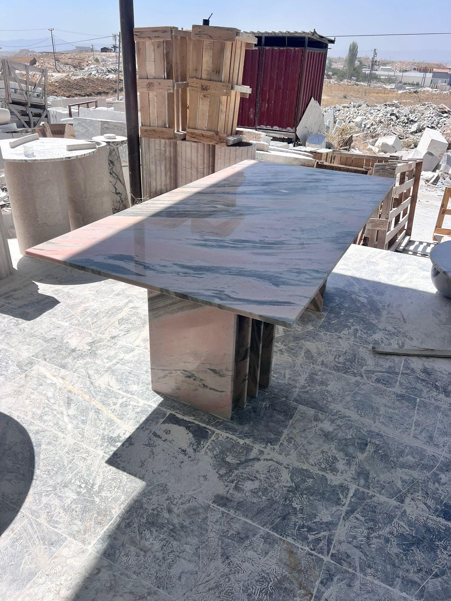 Custom Pink Marble Dining Table: Handmade Living Room Natural Office Table