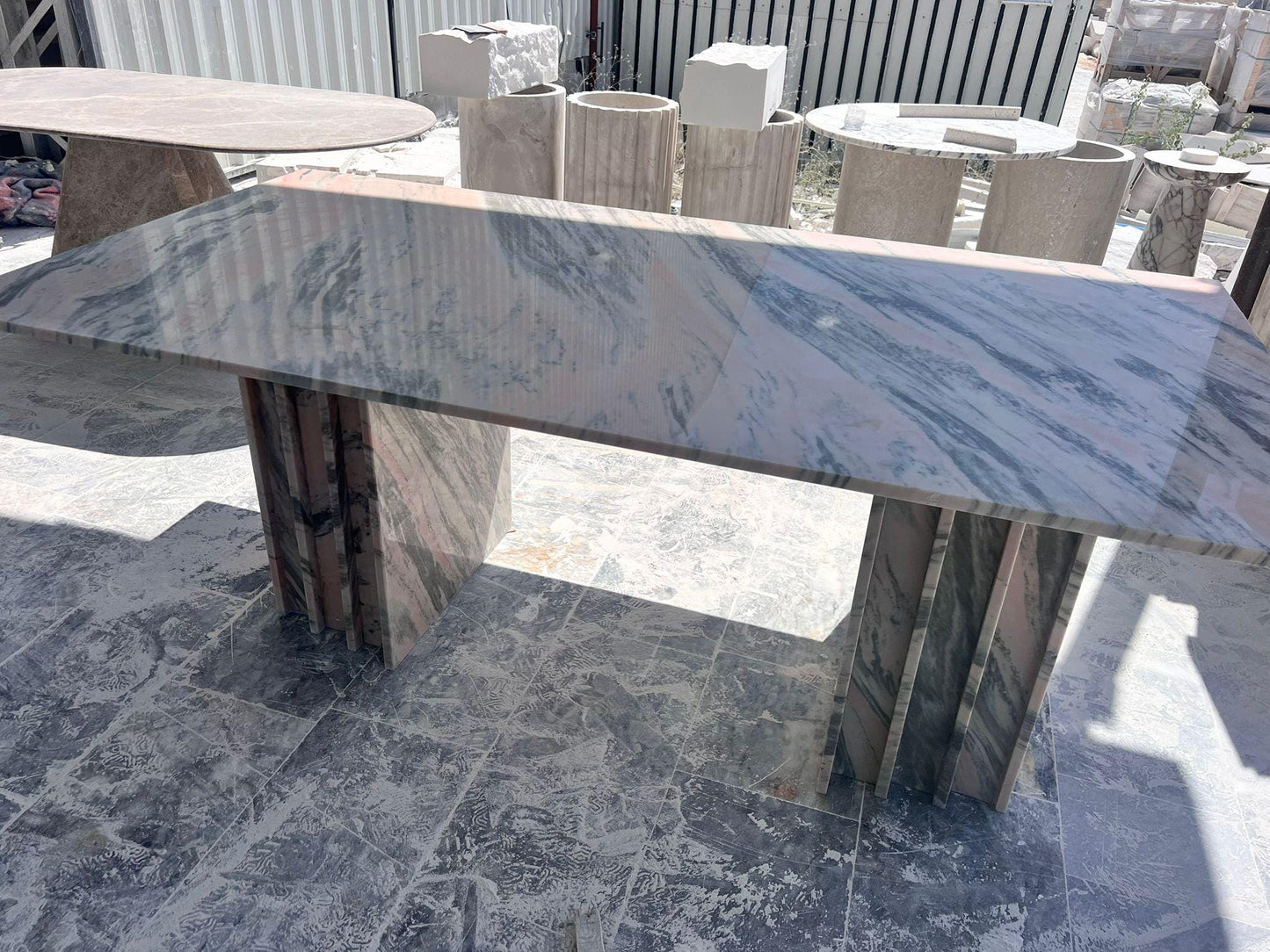 Custom Pink Marble Dining Table: Handmade Living Room Natural Office Table