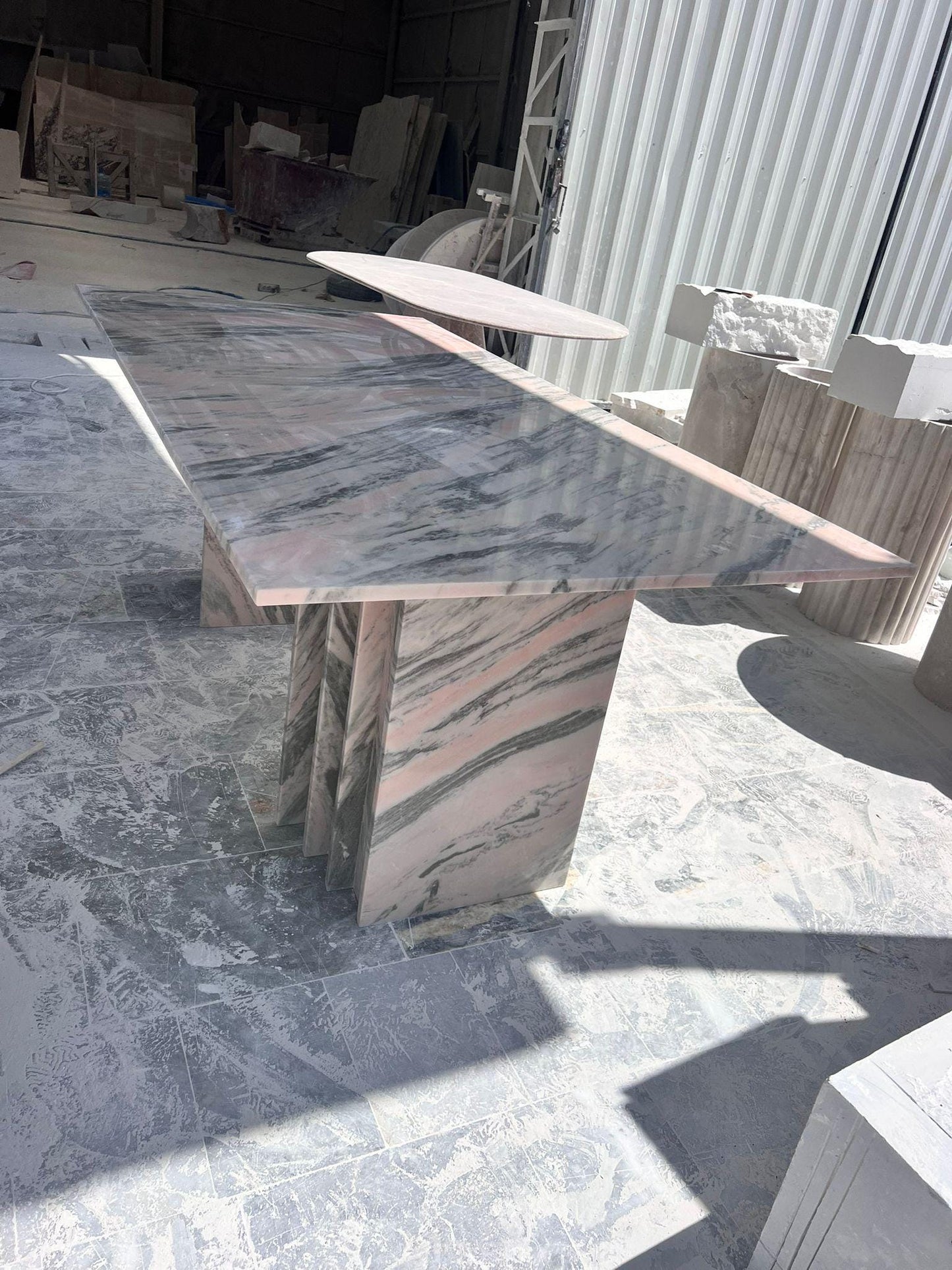 Custom Pink Marble Dining Table: Handmade Living Room Natural Office Table