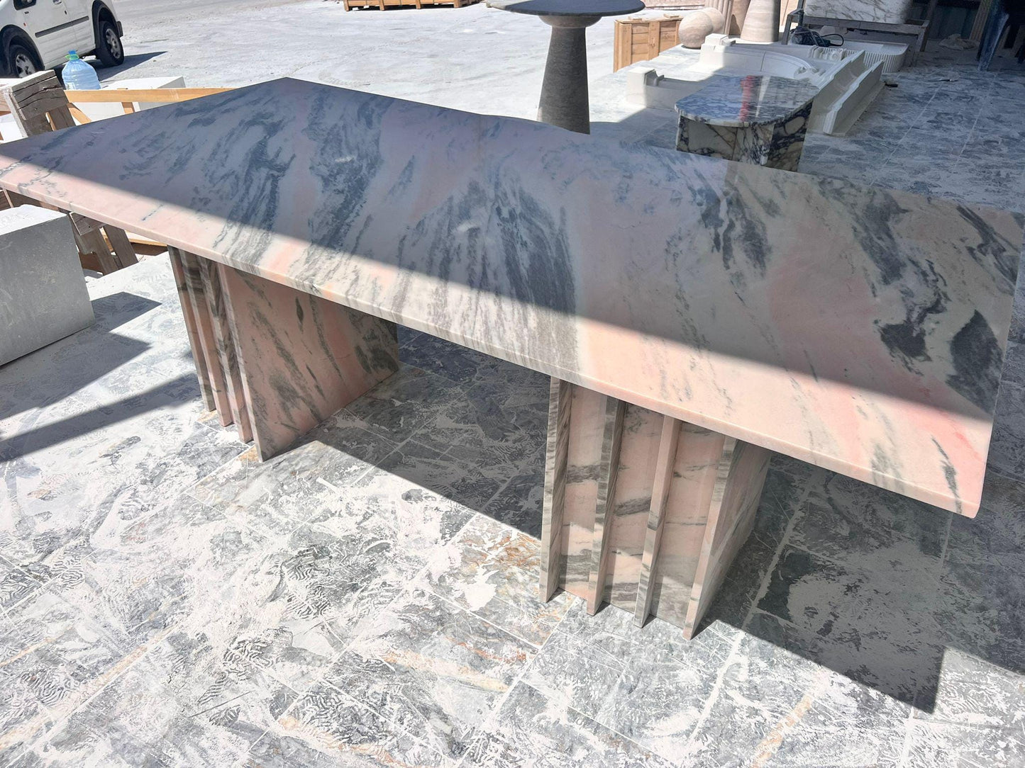Custom Pink Marble Dining Table: Handmade Living Room Natural Office Table