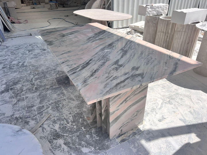 Custom Pink Marble Dining Table: Handmade Living Room Natural Office Table
