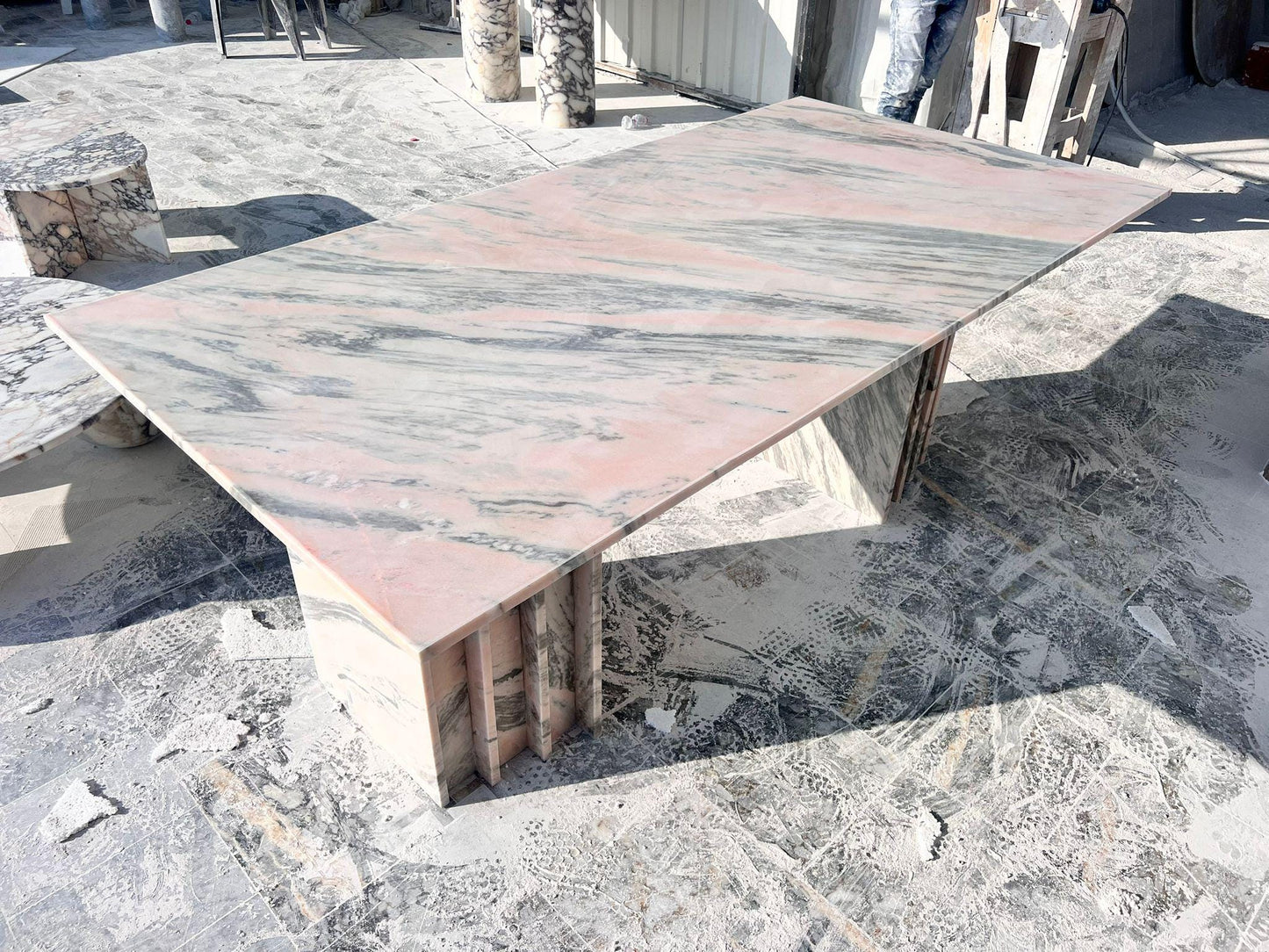 Custom Pink Marble Dining Table: Handmade Living Room Natural Office Table