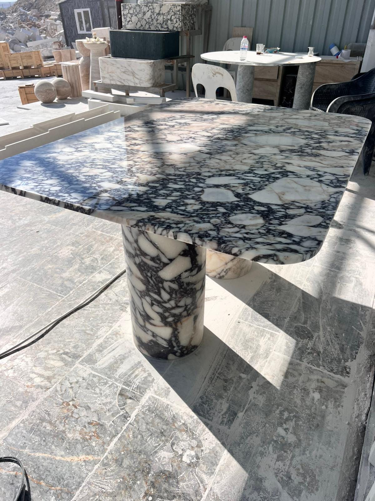 Oval Calacatta Viola Marble Dining Table, Italian Stone