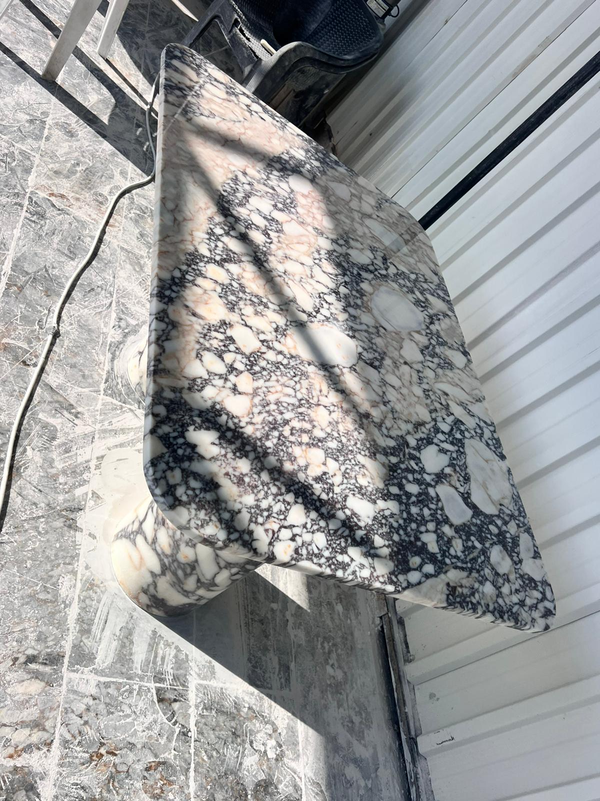 Oval Calacatta Viola Marble Dining Table, Italian Stone
